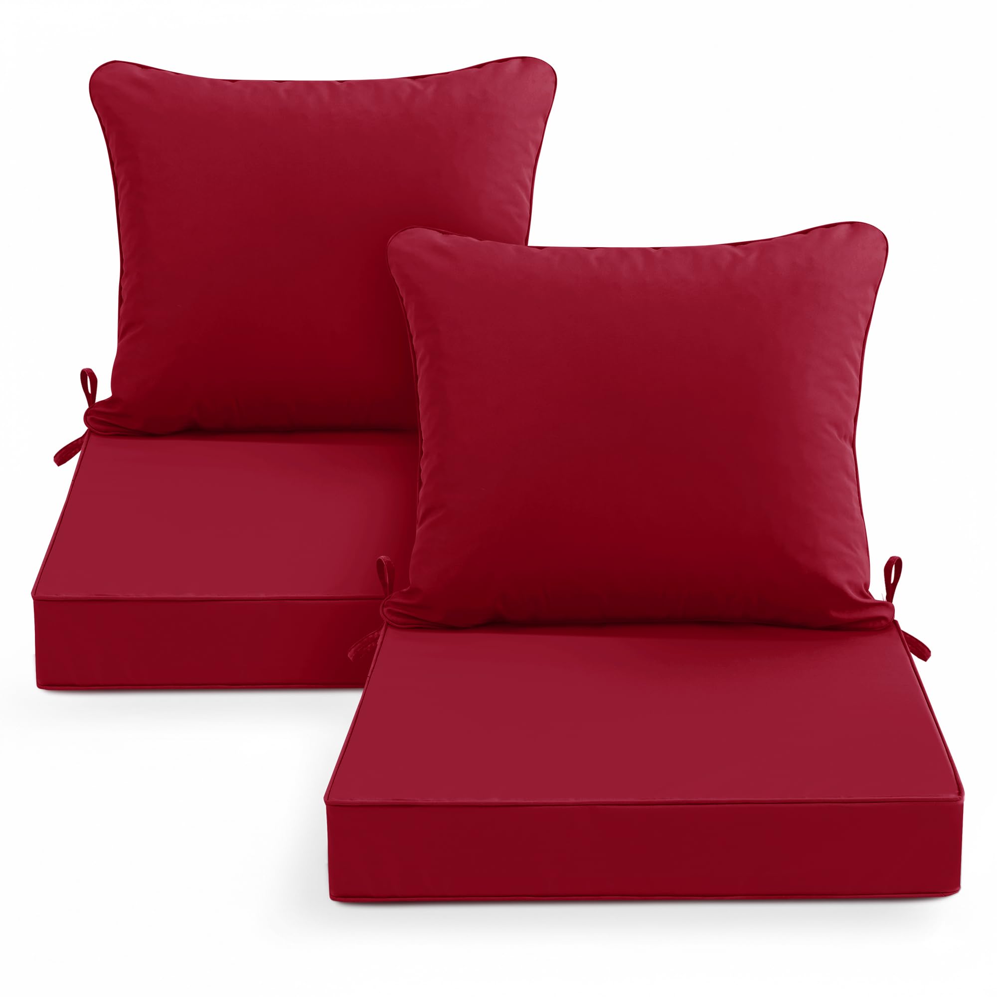 Photo 1 of **USED, MISSING CUSHION** Summsun Outdoor Cushions for Patio Furniture, Double-Sided Waterproof Backrest and Seat Cushion Set with Removable Cover, 19 x 19 Inch, Red