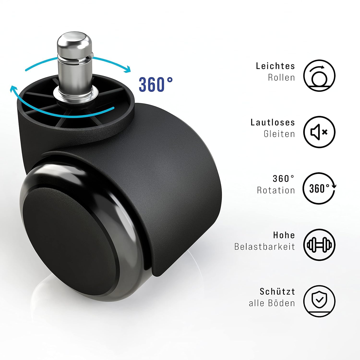 Mastery Mart Ruote Per Sedia Da Ufficio Da 11 Mm, Ruote In