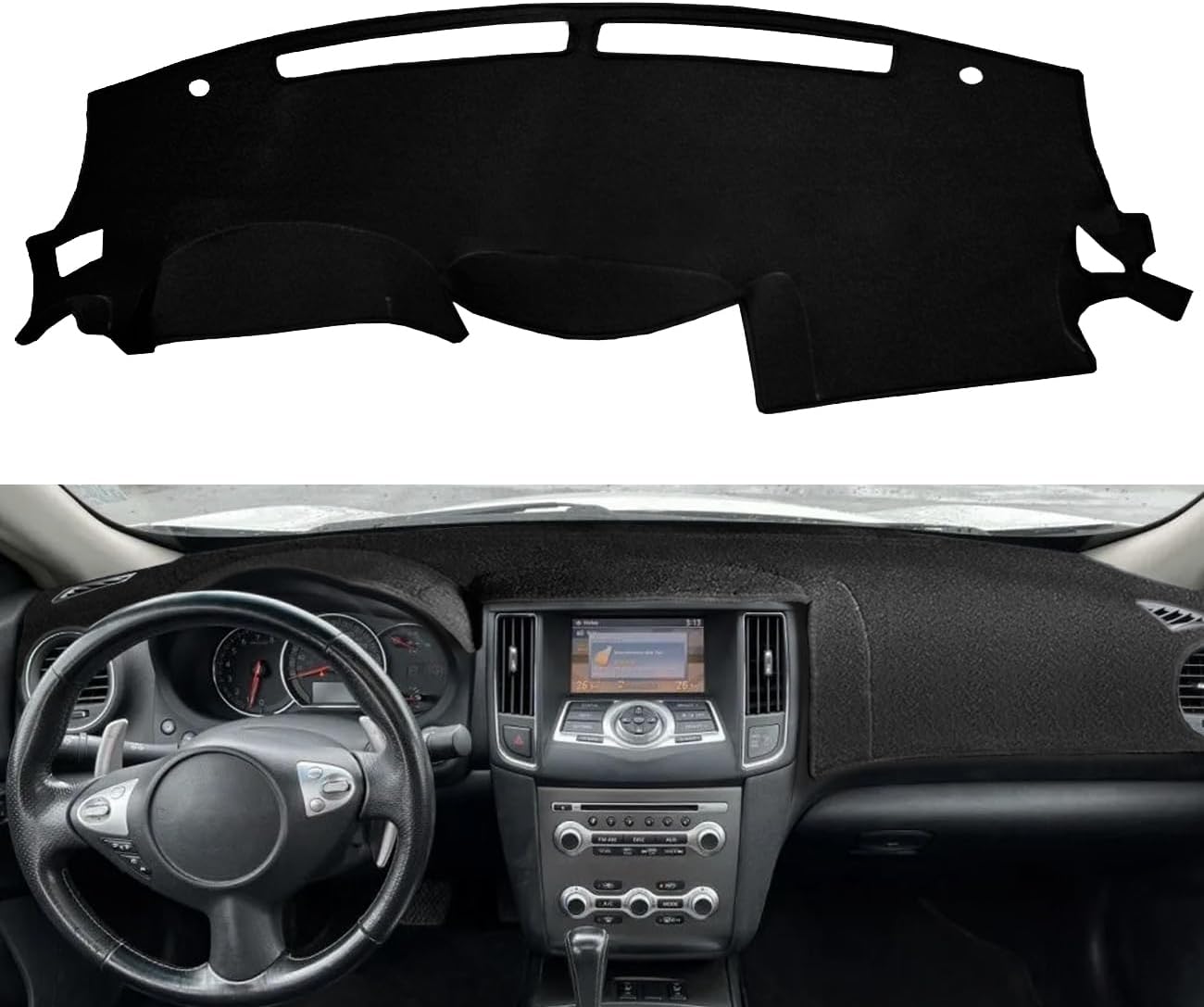 Dash Cover Mat Custom Fit for 2009-2015 Nissan Maxima with Cutout for Sensors, Dashboard Cover Pad Carpet Protector F98