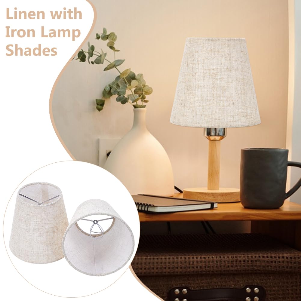 UNICRAFTALE 8 paralumi per lampadari, in lino, 9 x 14 x 13 cm, paralume in iuta, piccoli paralumi a morsetto, per lampada da tavolo, lampadario