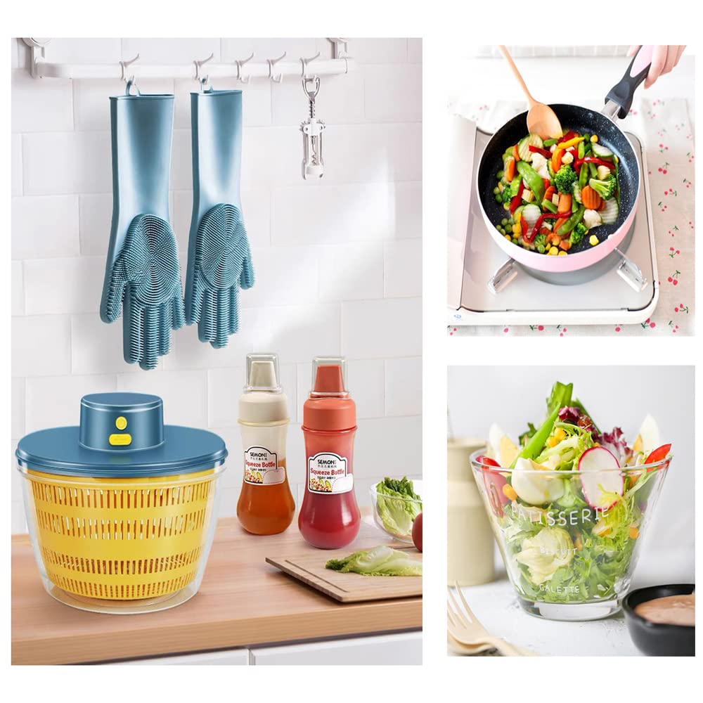 Aunis Essoreuse à Salade Électrique Rechargeable - Séchage Rapide 10s Pour Légumes Fruits Laitue - 3L Bleu Gris