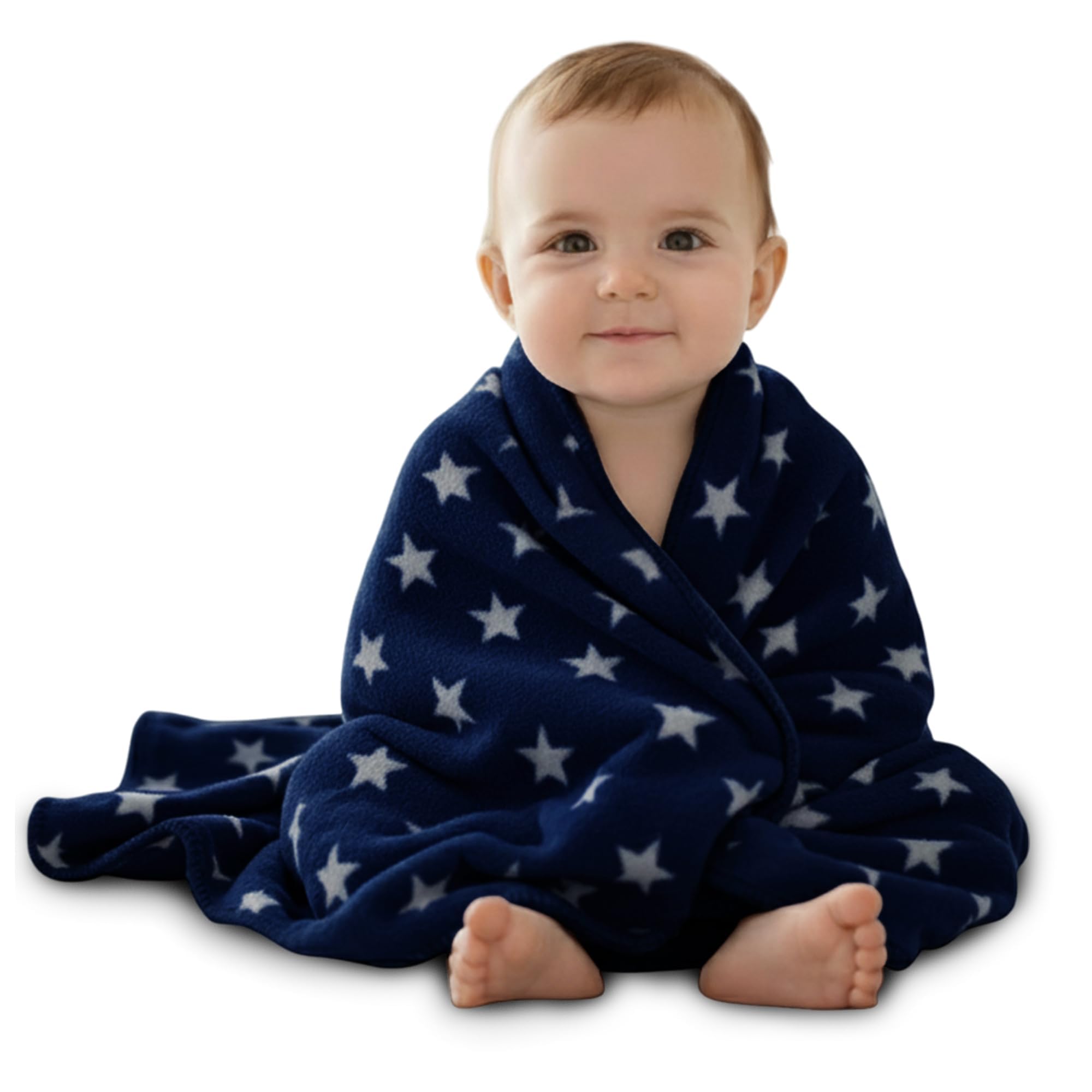 OYO BABY Fleece Baby Blanket for Newborns – All-Season Ultrasoft Reversible Blanket, Single Baby Blanket for Babies 0–24 Months, 95×70 cm, Pack of 1, Dark Blue