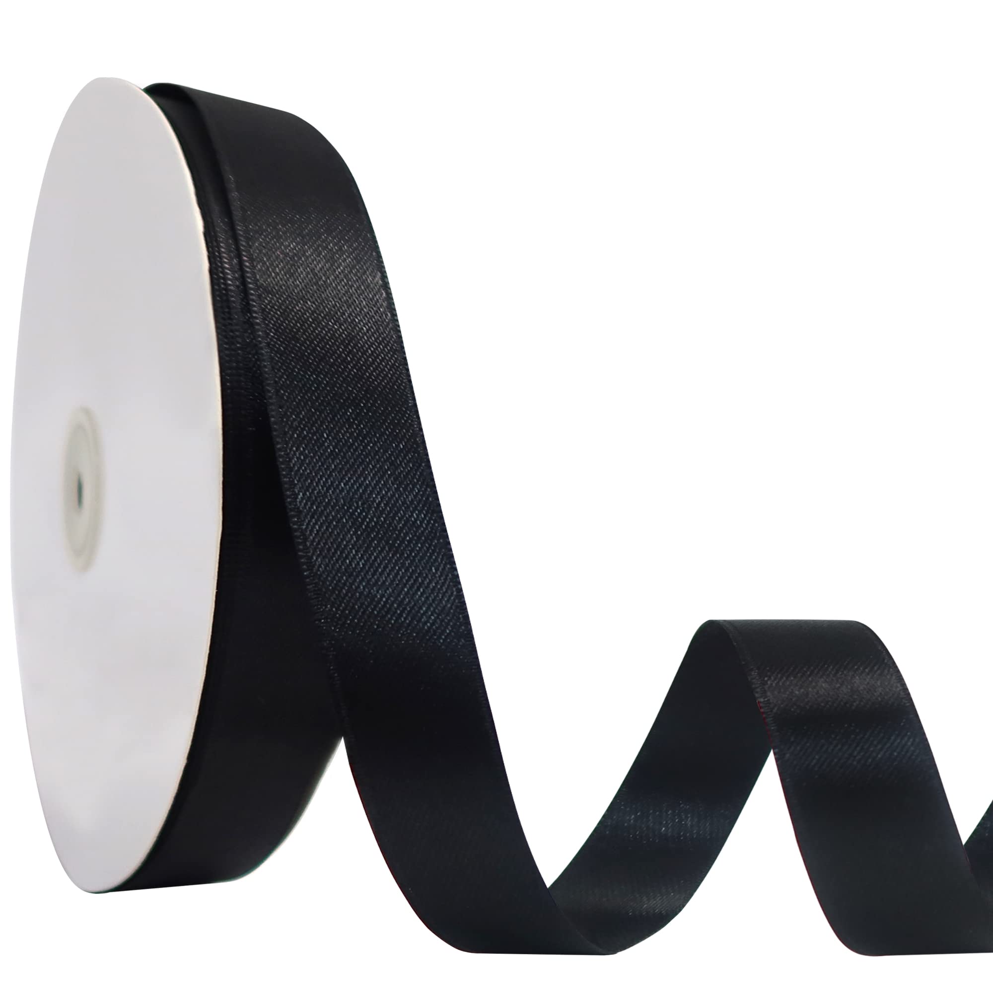 Amazon.com: Maclemon 5/8 inch Wide 100 Yards Double Face Black Satin ...