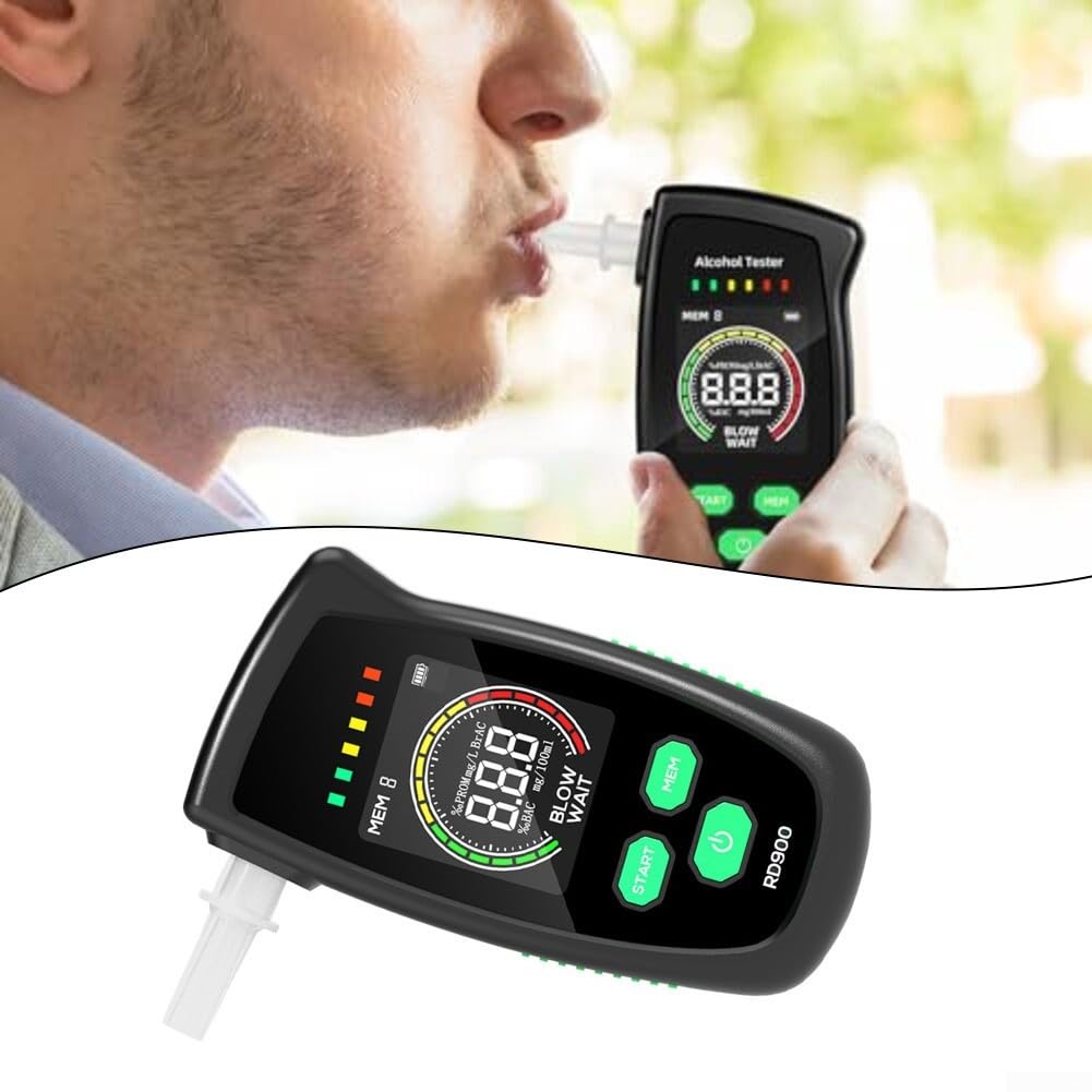 Éthylotest numérique de haute précision avec six unités de mesure et réponse rapide pour les tests personnels avec câble USB rechargeable et sac de rangement pour un usage quotidien