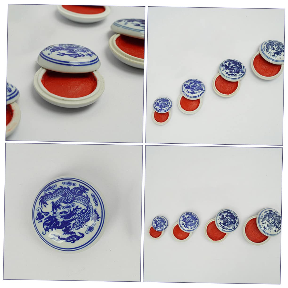 DOITOOL 5stücke Stempelkissen Mit Keramikbox Exquisites Kalligrafie-stempelkissen Rotes Stempelkissen Für Praktisches Täglichen Gebrauch Kalligrafie-zubehör Für DIY-malerei Und