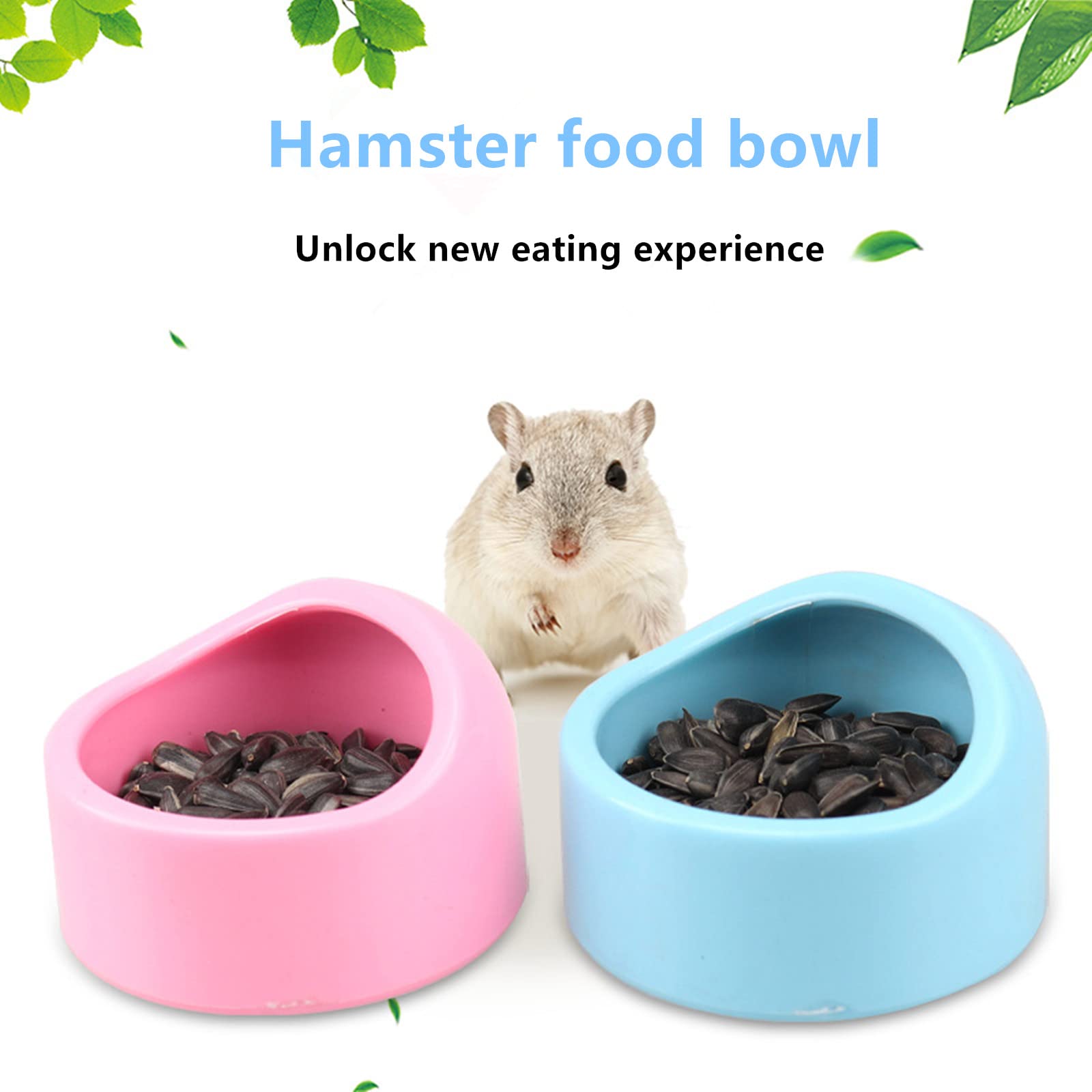 Gamelle pour Hamster,Gamelle pour Petits Animaux,Mangeoire pour Hamster,Bols pour Hamsters,Anti-Morsure, pour Hamster, Petits Animaux, Petits Rongeurs, Gerbille, 2 Pièces(Bleu et Rose)