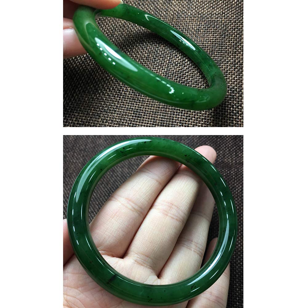AKT Jade Bangle Pulsera Grado A Esmeralda Verde Natural Bisutería Artesanal para Mujer, Diámetro Interno 53-55 Mm