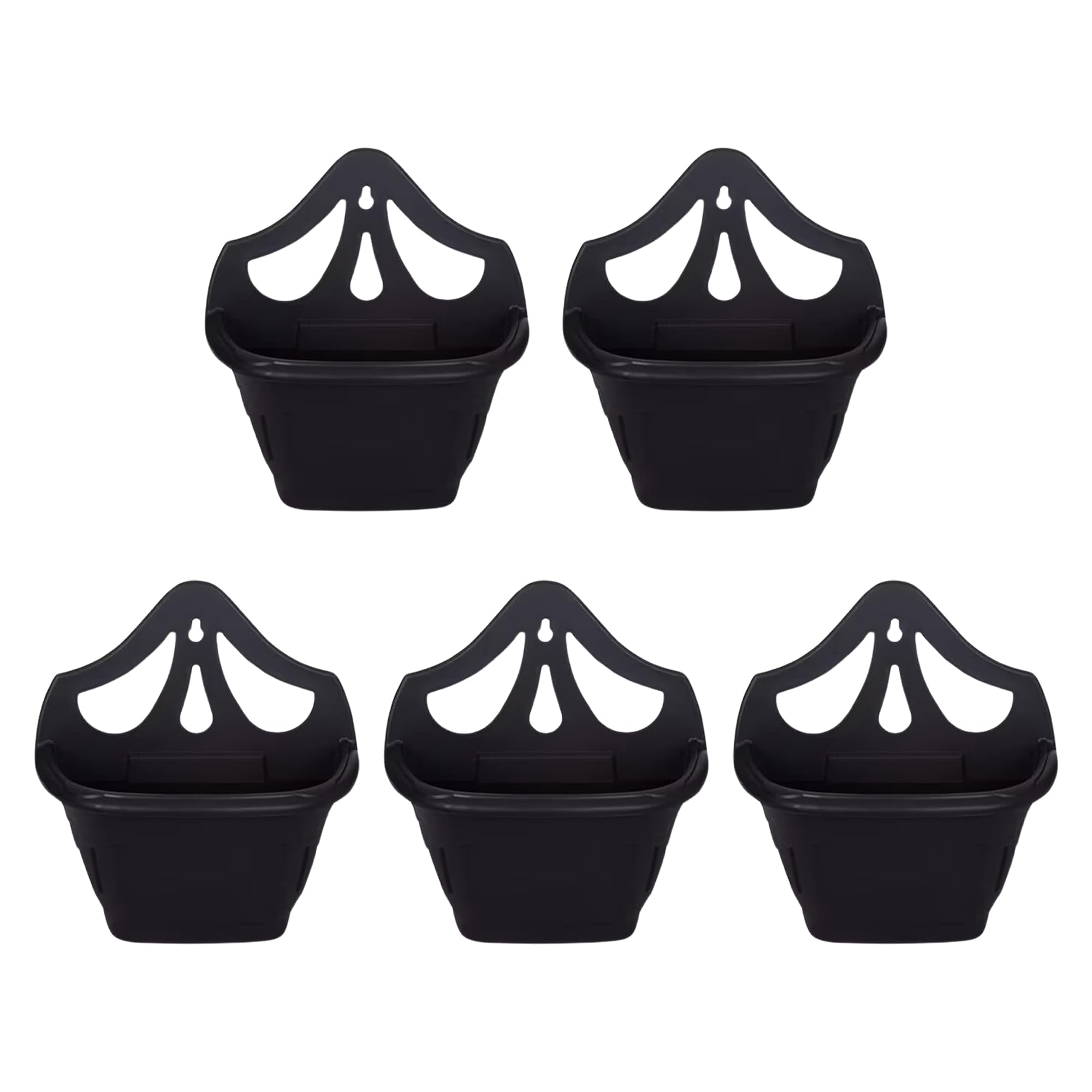 ACCURATE 31cm Venetian Wall Planter. Ideal for Indoor and outdoor decorative (Black, 5 Packs)