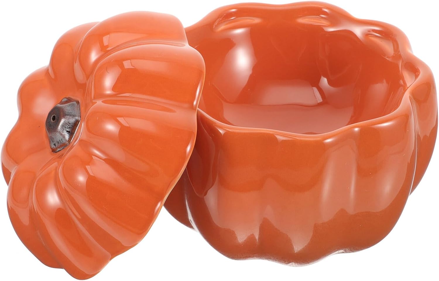 Mobestech Ceramic Raised Pet Bowl Set for Cats and Small Dogs, Pumpkin Orange Elevated Feeding and Water Dish, Protective Neck Design for Indoor Puppy and Kitten Use