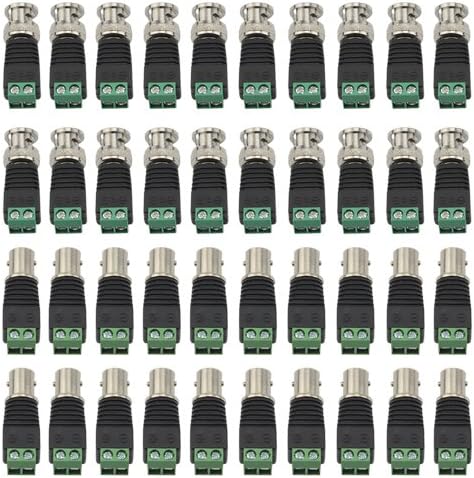 WMYCONGCONG 40 unids 0.083x0.217 in macho hembra DC adaptador de corriente Conector cámara video BNC macho hembra Balun conector para coaxial Cat5