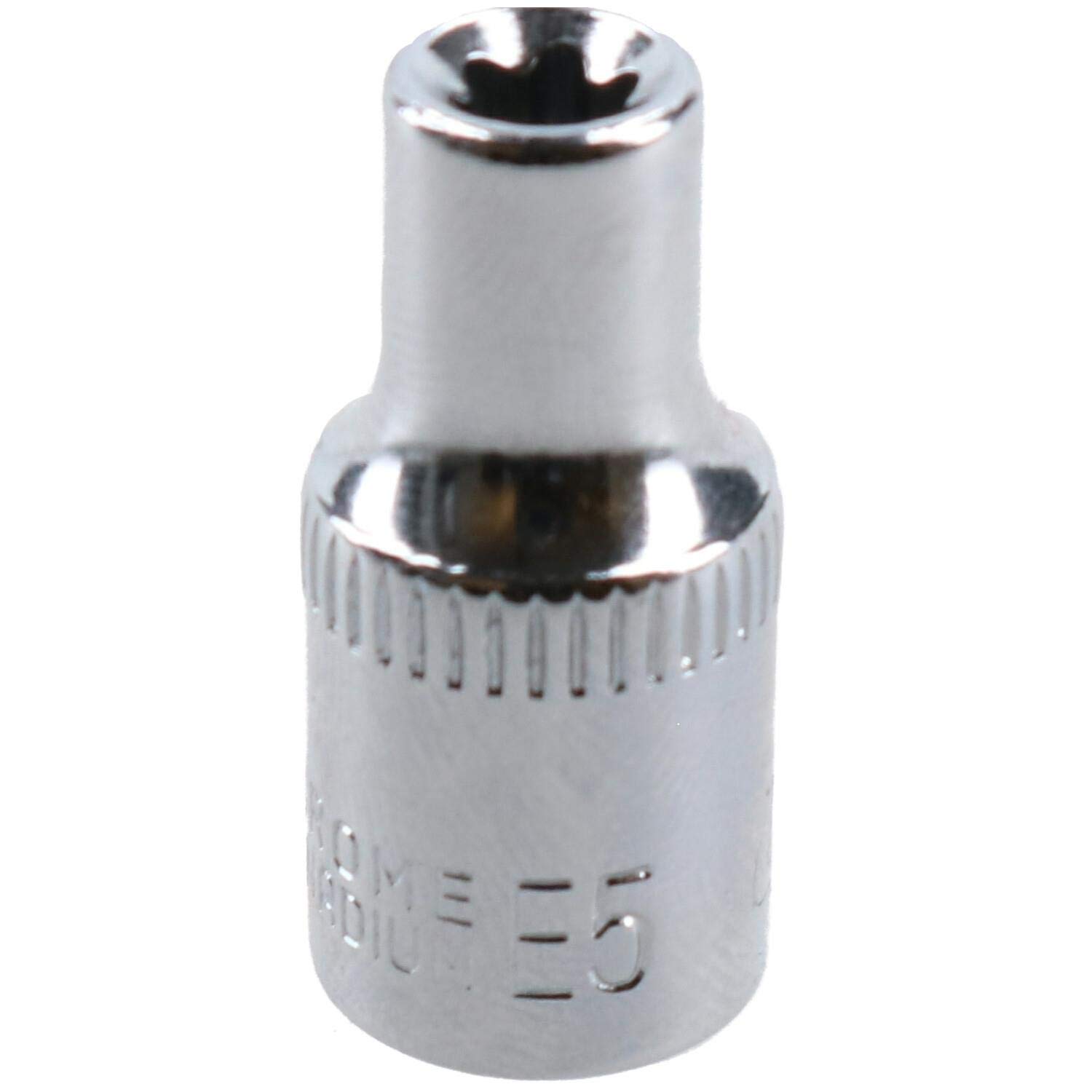 E5 Female Torx Socket Star Bit 1/4" Drive Standard External Chrome Vanadium Steel