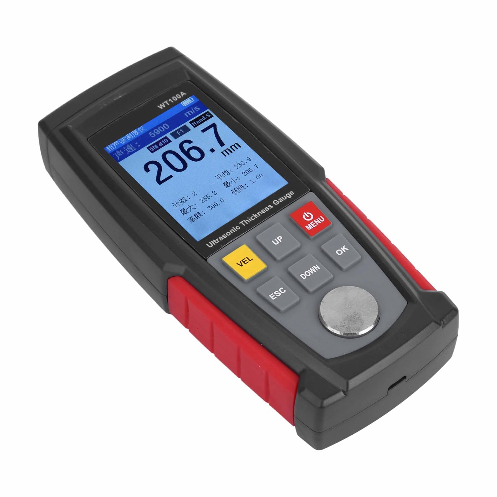 Fabater WT100A Medidor Digital de Espesor por Ultrasonido, 1-225 Mm,
