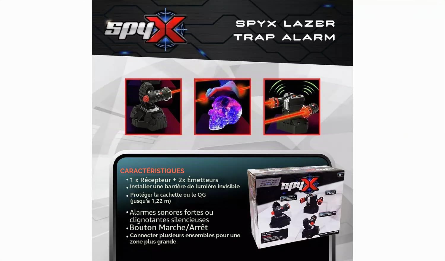 Spy X Lazer Piège Alarme Piège pour protéger vos objets de valeur contre les intrus et les voleurs avec faisceaux LED