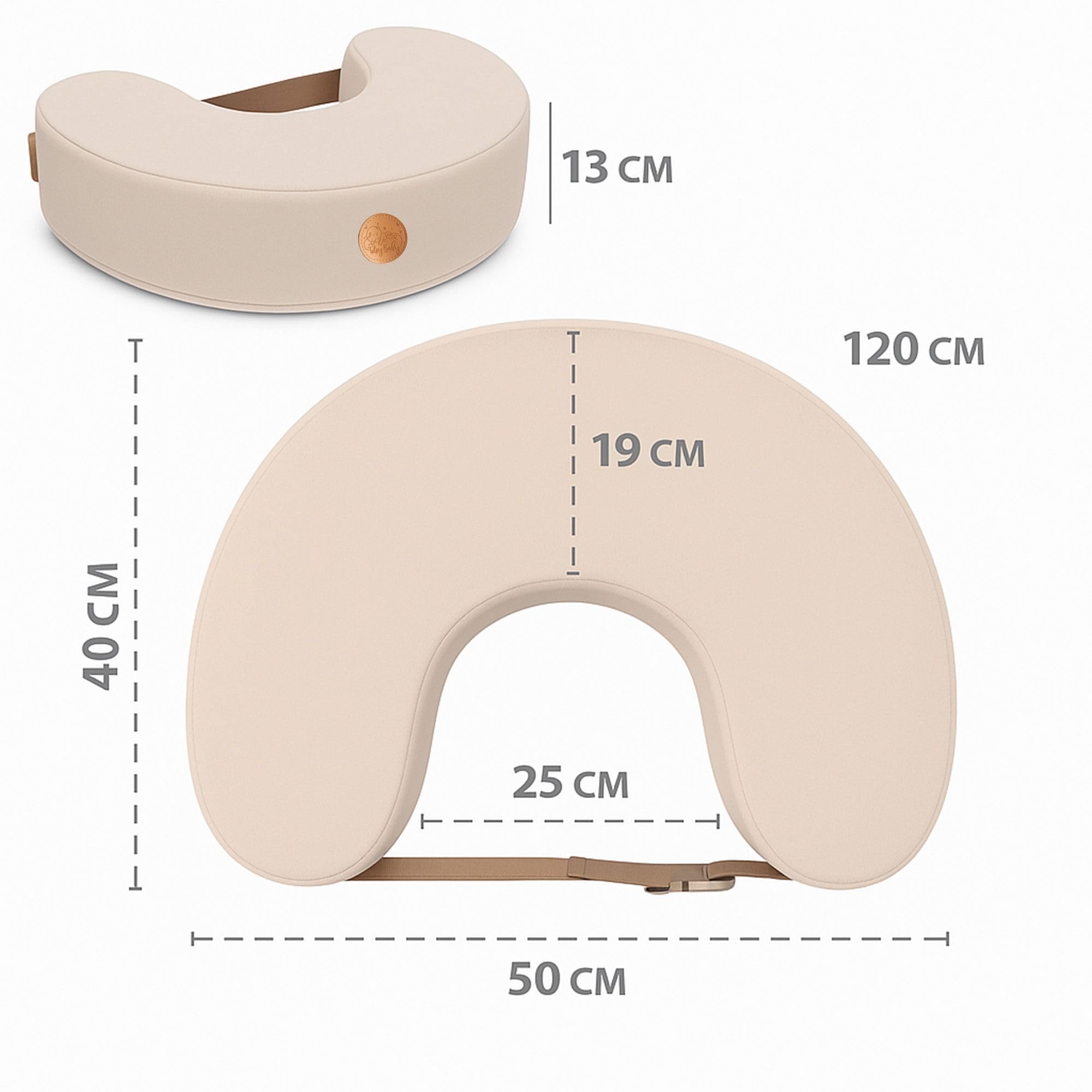 Totsy Baby Cojín de Lactancia con Espuma viscoelástica - Almohada ergonómica para amamantar bebé Soporte cómodo para mamá y lactante Ideal para Embarazo y Postparto Beige