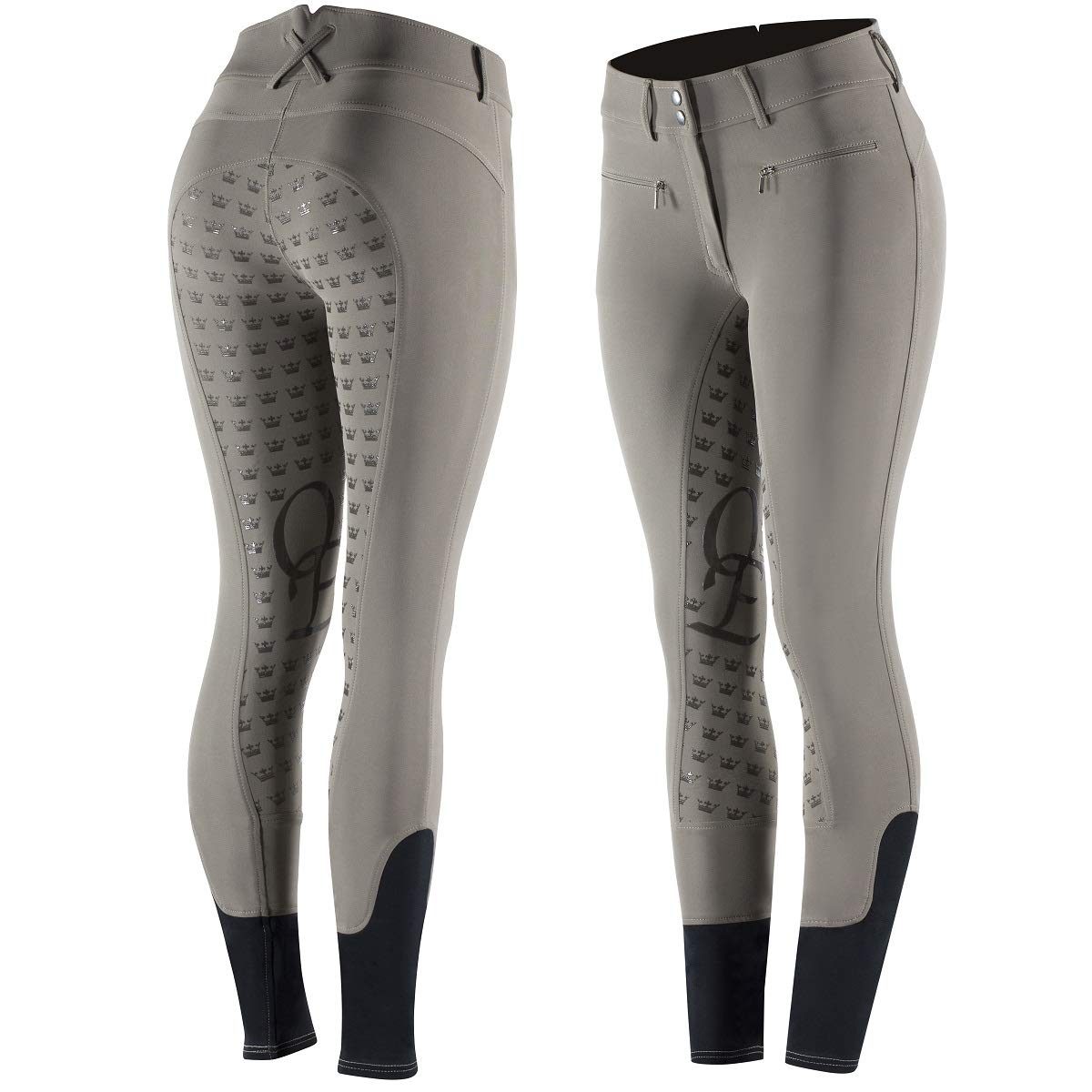 Horze Women's Ladies Beige Crown Full Seat Silicone Grip English Riding Schooling Breeches (US 22/EU 34)