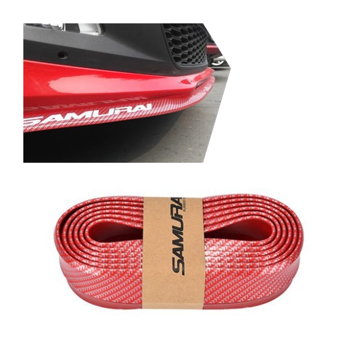 Car Front Bumper Lip Splitter, 2.5m/8.2ft Front Lip Spoiler, Self-Adhesive Waterproof Auto Side Skirt Protector Strip, Universal Exterior Soft Rubber Decoration Accessories for Cars (Red)