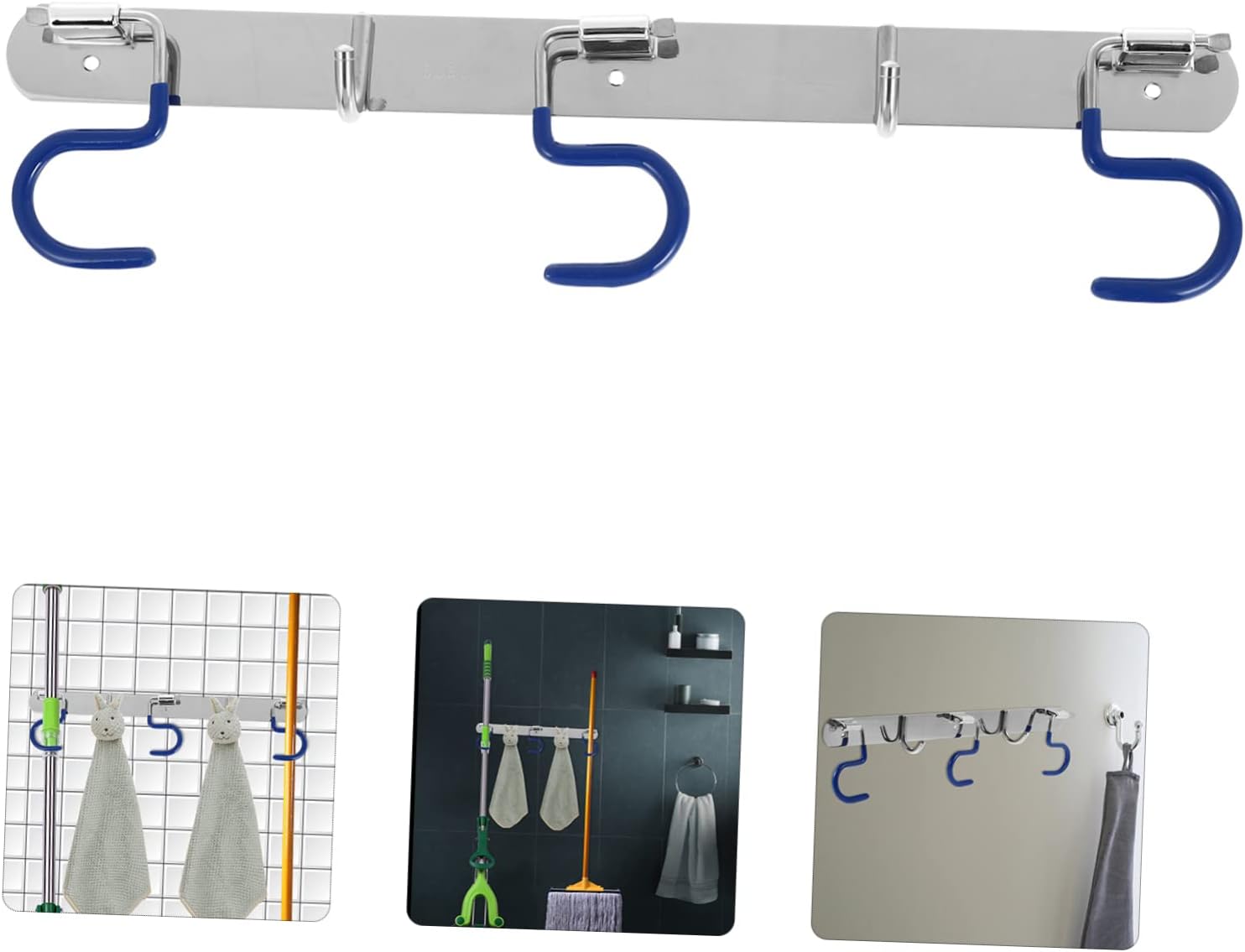 304 Stainless Steel S-Type Mop Hook Heavy-Duty Wall Mounted Holder for Mops and Brooms Versatile Storage Solution for Kitchen Garage and Bathroom Organization