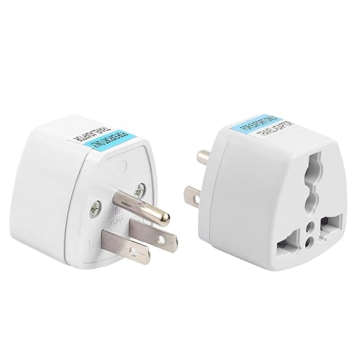 Hi-PLASST (2pcs) Type-B USA Converter Plug // India to Canada Converter Plug for USA, Canada, Mexico, Brazil, Philippines, Cuba, Thailand, Taiwan, Japan, Panama, etc