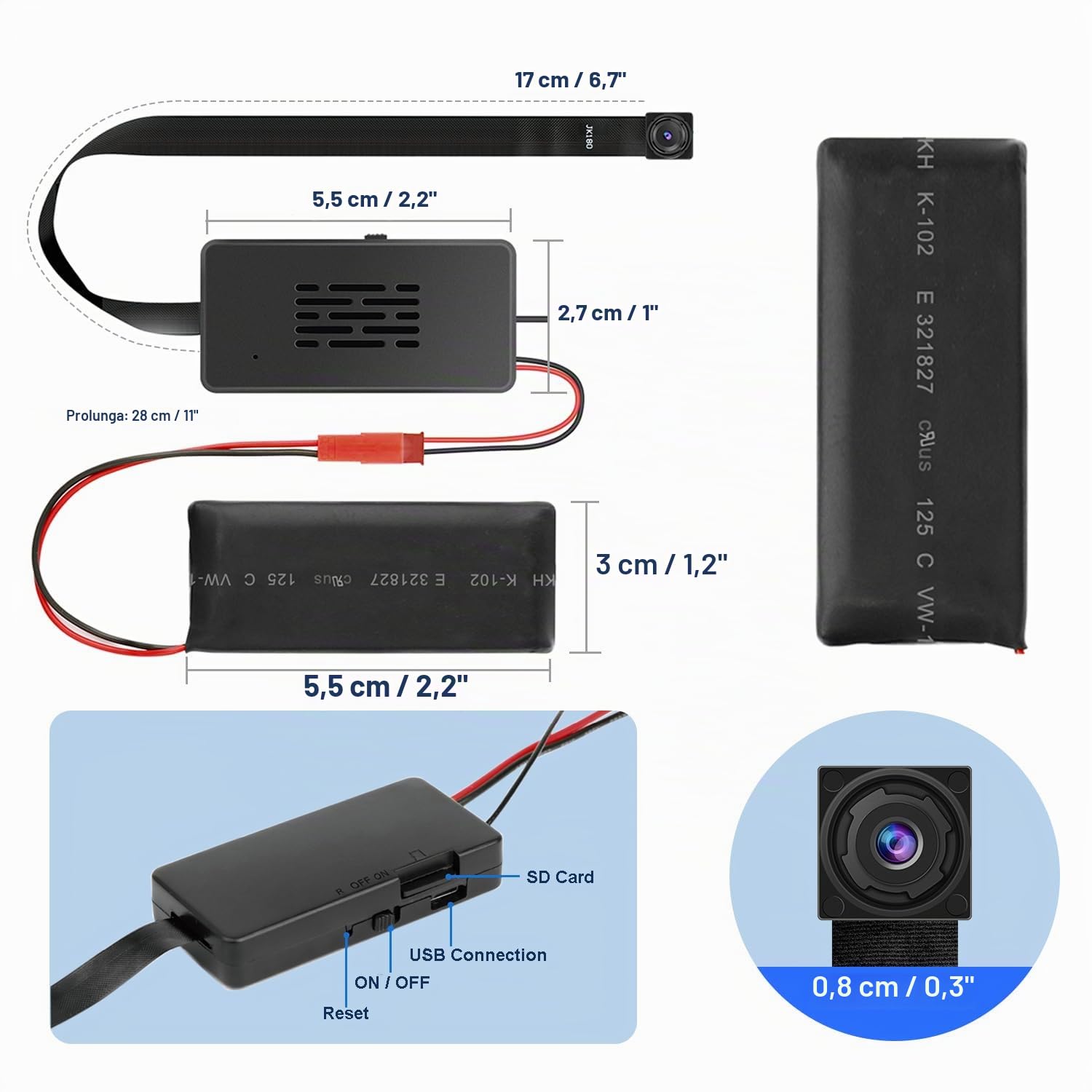 H+Y Mini Telecamera 1080P Dual-Mode, Wi-Fi 2.4GHz, Grandangolo e Protocollo RTSP. Supporta Foto, Registrazione Video e Allarme Rilevamento Movimento.