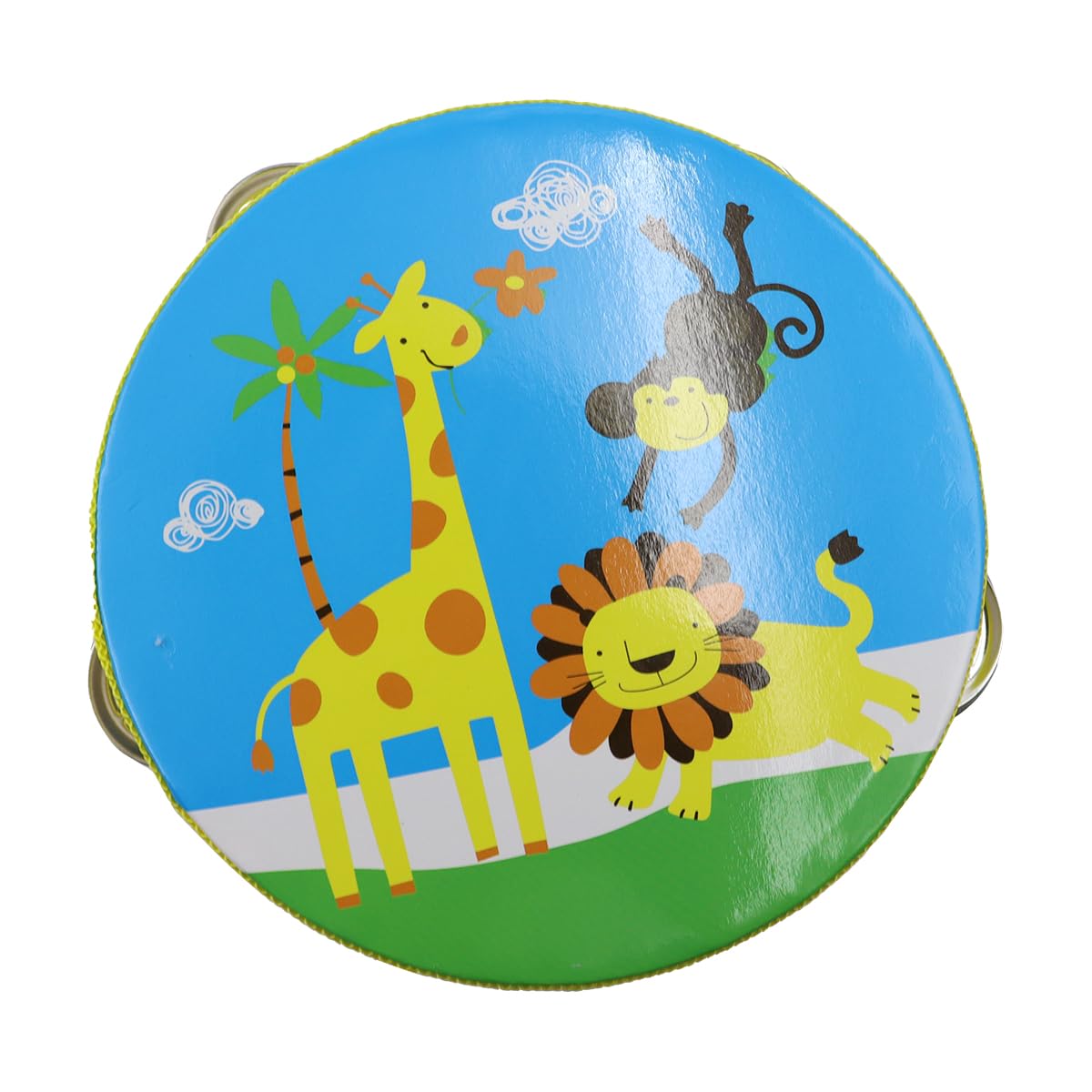 Nicear Tambourine Cartoon Hand Held Drum Portable Tambourine Bell for Party Dance