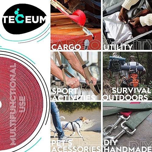Image of TECEUM 3 /4 inch & 5 /8 inch & 1 inch & 1.5 inch & 2 inch Webbing - 10 25 50 Yards - 40+ Colors - Heavy Duty 1 Inch 1.5 Inch 2 Inch Backpack Straps - Webbing for Outdoors Indoors Crafting DIY
