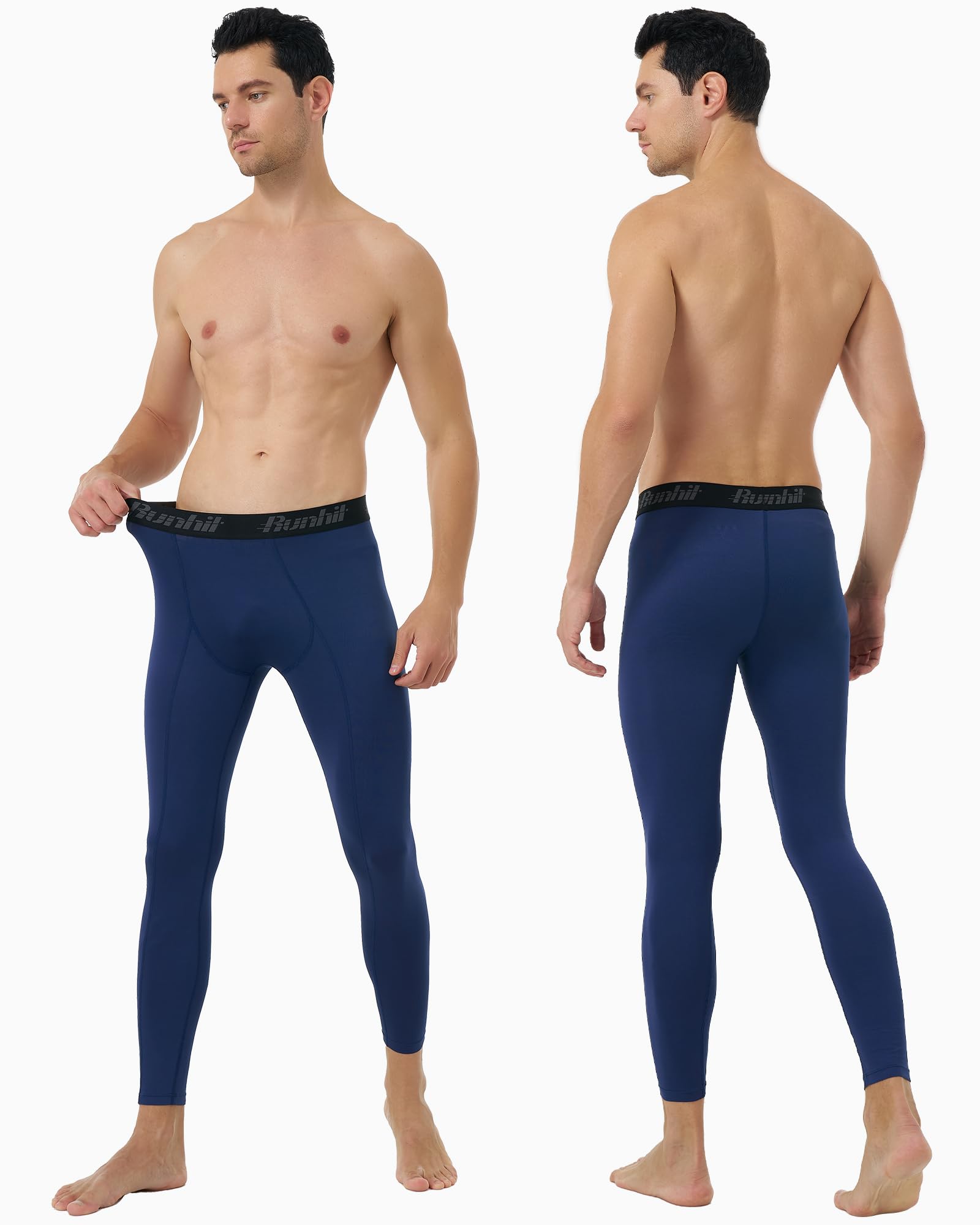 Runhit Paquete de 3 pantalones de compresión para hombre, mallas para correr, entrenamiento, pantalones atléticos de capa base