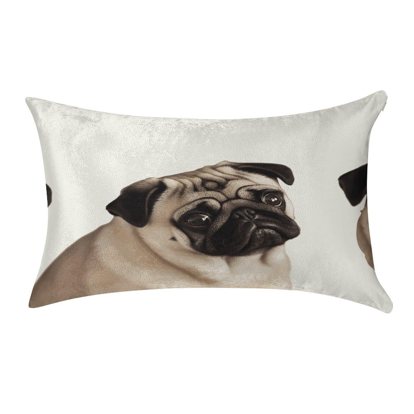 MUSM Pug Dog Pillow Case 12"X20" Luxury Velvet Throw Pillow Cover Fade Resistant Cozy Soft Pillowcases Pillow Protector Pillow Shams Lumbar Pillow Shells for Home&Gifts