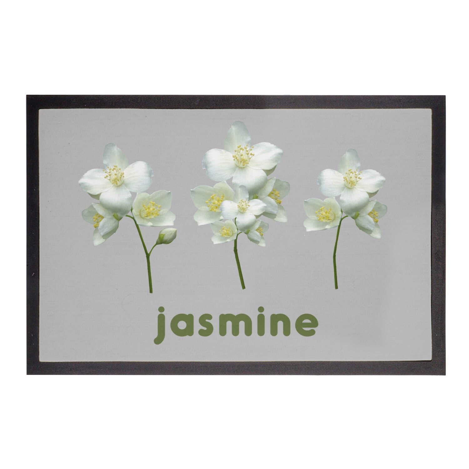Paillasson gris pour entrée accueillante Jasmine Chic fleurs 75x50