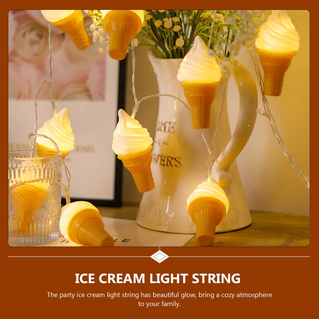 MAGICLULU Ice Cream Led String Lights 78.74In Decorative Indoor Fairy Light for Birthday Party Home Bedroom Bar Holiday Atmosphere