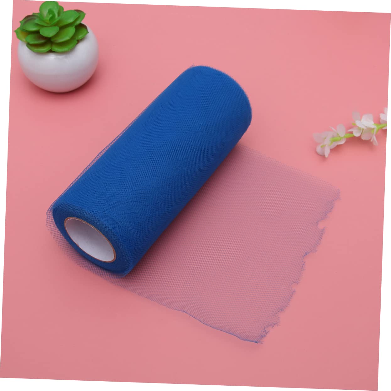 Gogogmee 2pcs Roll Wedding Tulle Blue Mesh Ribbon Blue Decor Light Blue Fabric White Glitter Ribbon Tulle Craft Ribbon Party Tule Fabrics Table Skirt Wedding Decorations Tutu Ribbon