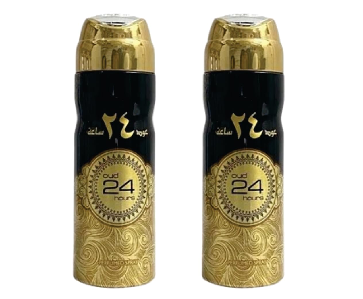 Oud 24 Hours For Men and Women | Pack of 2 - Unisex Perfume Body Spray 200ml Jasmine, Vanilla Spicy Arabian Fragrance Made in Dubai by Sapphire’s choice