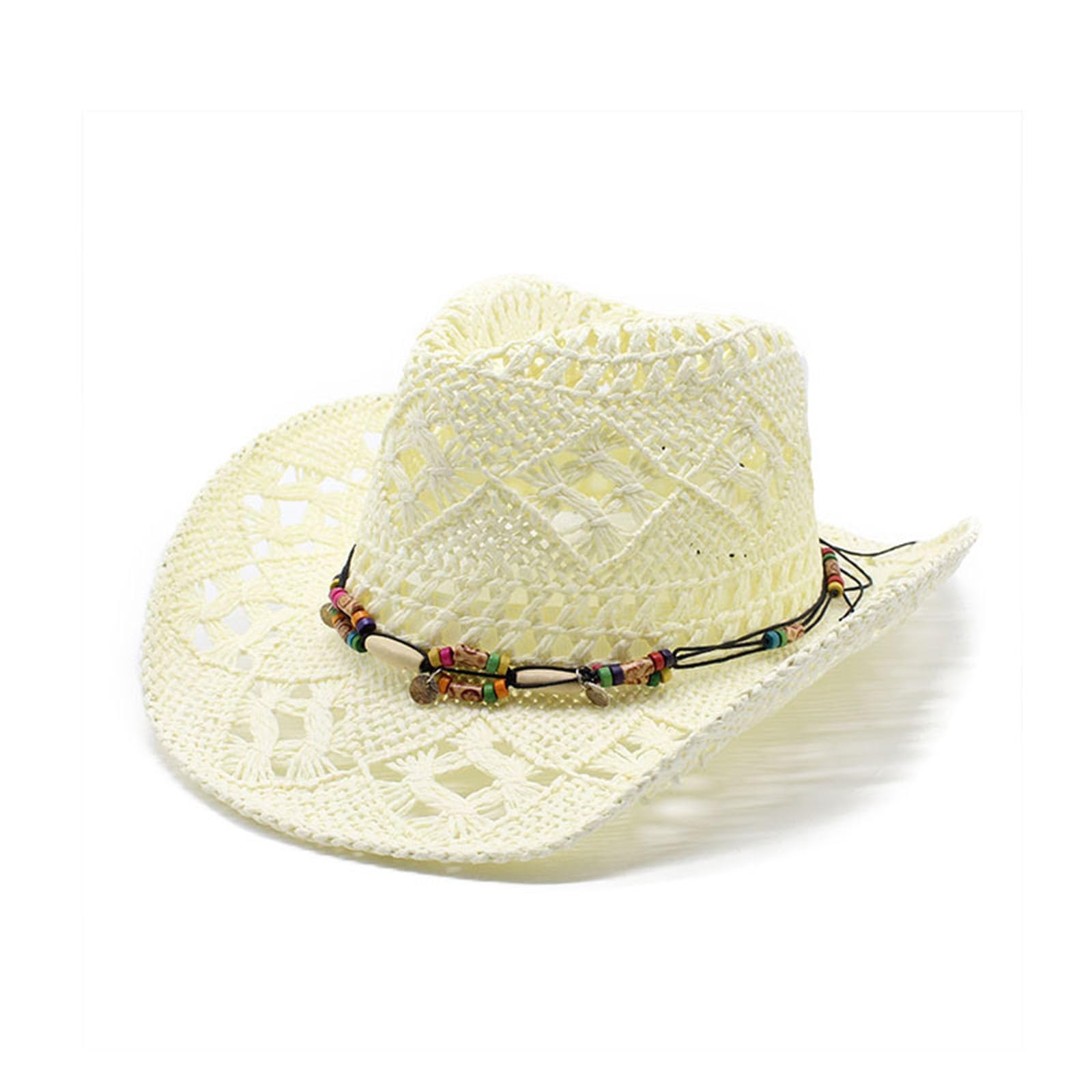 Sombrero Vaquero De Paja Con Purpurina - Unisex - Ajustable - Para Playa, Senderismo, Verano