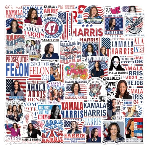 2026 Kamala Harris Stickers 50Pcs - Madam Funny Presidential Election Let`s Finish The Job for The People Stickers USA American Decals for Bumper Scarpbook Window Cars Trucks Water Bottles