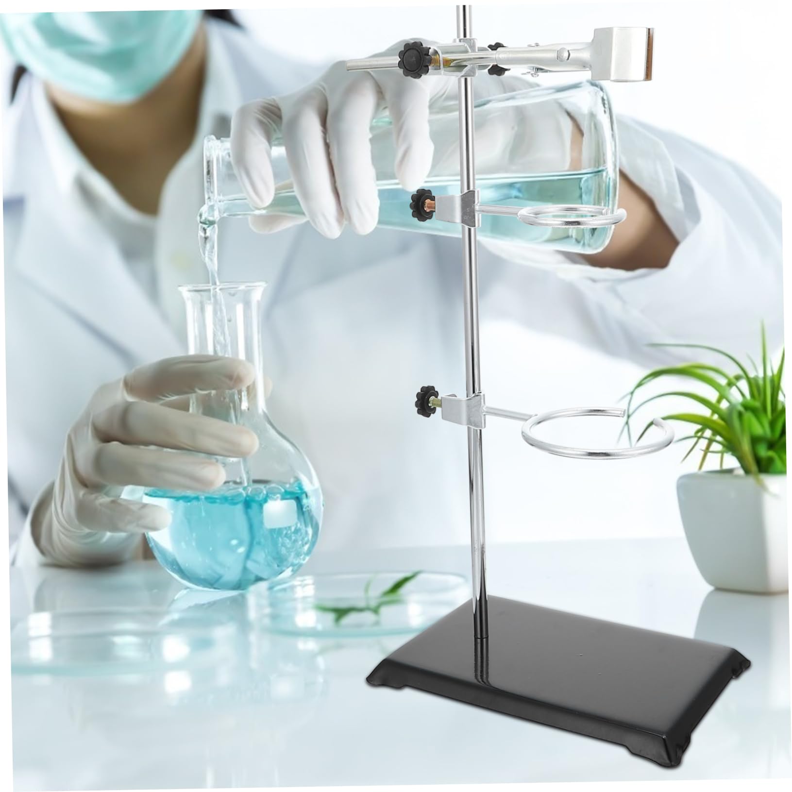 VILLFUL 1pc Iron Stand Kits Laboratory Grade Metalware Chemistry Laboratory Stand Flask Clamp Condenser Stand Lab Stand Clamp Holder Lab Support Ring Retort Ring Clamp Shelf Bracket Silver