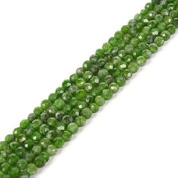 3mm Green Diopside Faceted Gemstone Round Loose Beads Strand 15.5-16" DIY Jewelry Making
