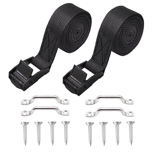 2 juegos de correa de amarre de batería de 1 x 78 pulgadas (6.5 pies) con hebilla de leva de acero inoxidable, soporte de acero inoxidable y