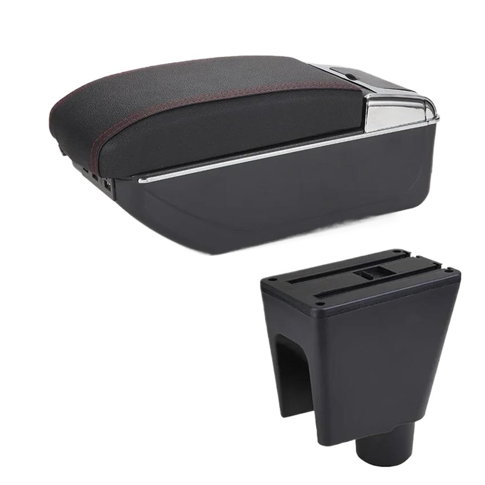 REOKIP Car Armrest Box Center Console Storage Box For Chevrolet For Spark III For Aveo T200 Car Arm Rest Box(Black red 3USB)