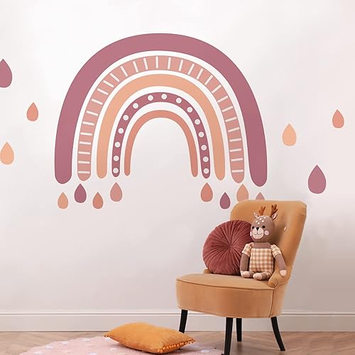 Calcomanías de pared de unicornio y arco iris de gran tamaño para dormitorio de niñas, niños, sala de estar, guardería, decoración de pared (arco