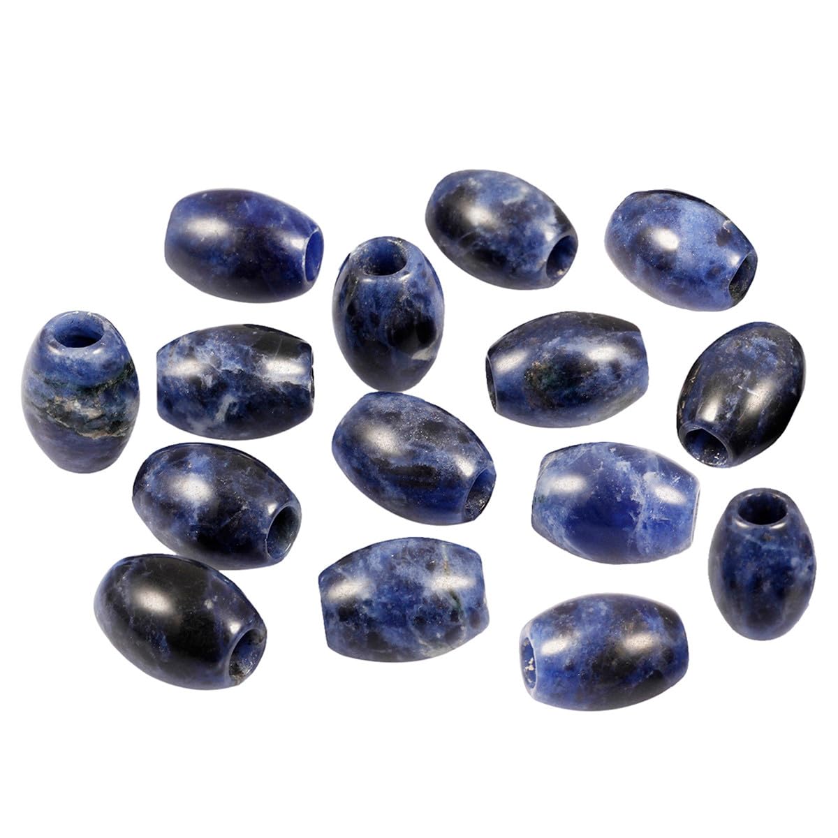 Nupuyai 15pcs Sodalite Large Hole Loose Beads for Jewellery Making