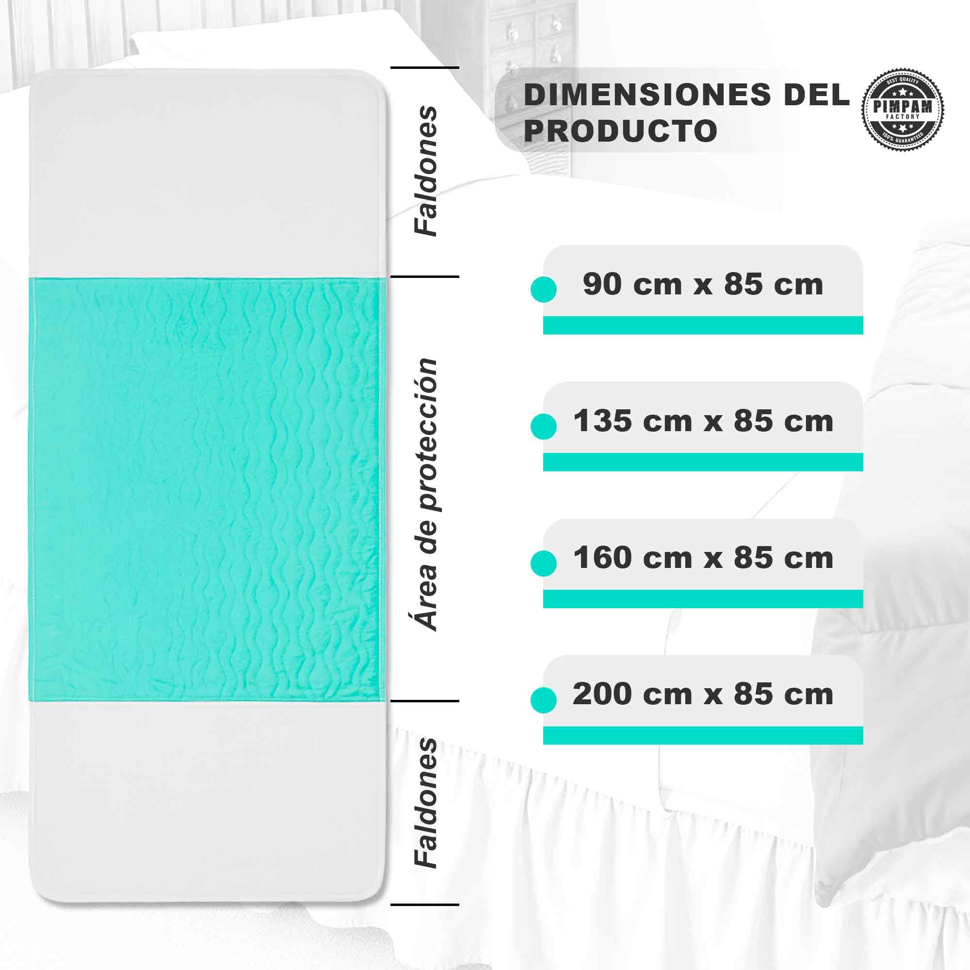 PimPam Factory Empapadores Cama Adultos Lavables de 5 Capas - Empapador Reutilizable Impermeable - Protector Cama Súper Absorbente 90 x 85 cm (Pack 2) - con Alas