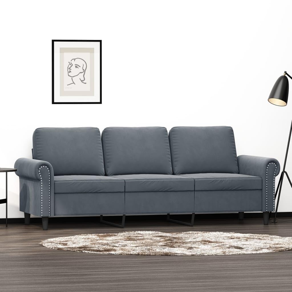 ShGaxin Canapé 3 places en velours gris foncé 180 cm, canapés de salon, canapé relax - 359540