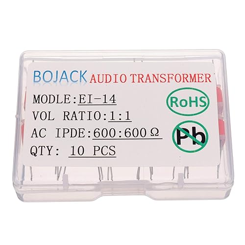 Miniatura 4 de BOJACK Transformadores de aislamiento de audio de alta eficiencia EI-14 1:1 600:600 ohmios (paquete de 10)