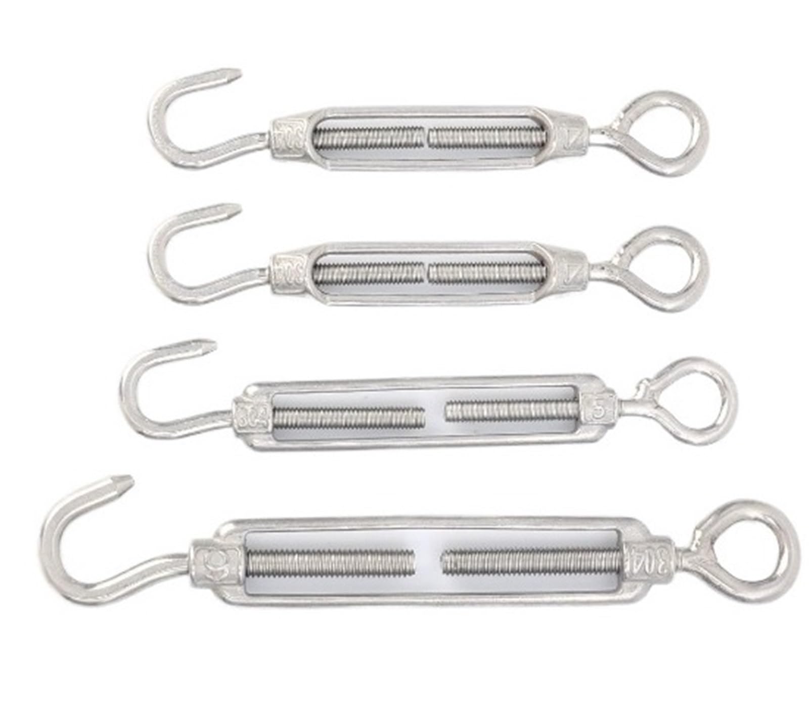 Tensor de gancho y ojo, tensor de cuerda de alambre, aparejo pulido, tensión de cuerda de alambre de acero inoxidable, tensor de alambre ajustable(M4,10PCS)