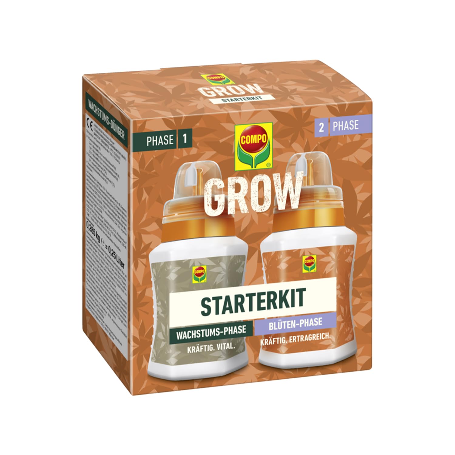 COMPO GROW Duopack für Spezialkulturen, Wachstums- & Blüten-Dünger, Indoor & Outdoor - 2x250 ml, grün