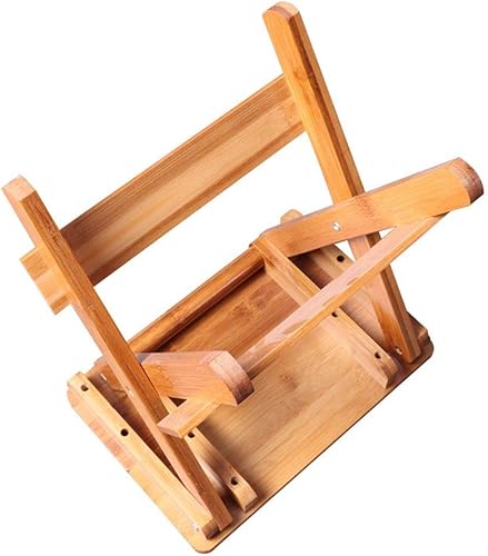 Miniatura 4 de Taburete plegable de madera de bambú, taburete portátil para el hogar, multifuncional, para baño, sala de estar, dormitorio, lavandería o pesca en