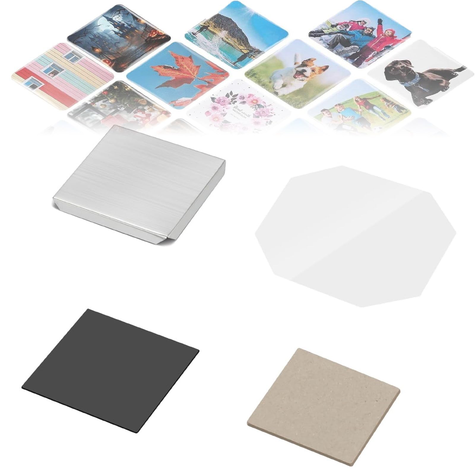Lissontine DIY Magnet Making Kit Photo Magnet Press Machine Materials Magnets Accessories Magnet Maker Machine Consumables Square Cardboard/2x2in-100set