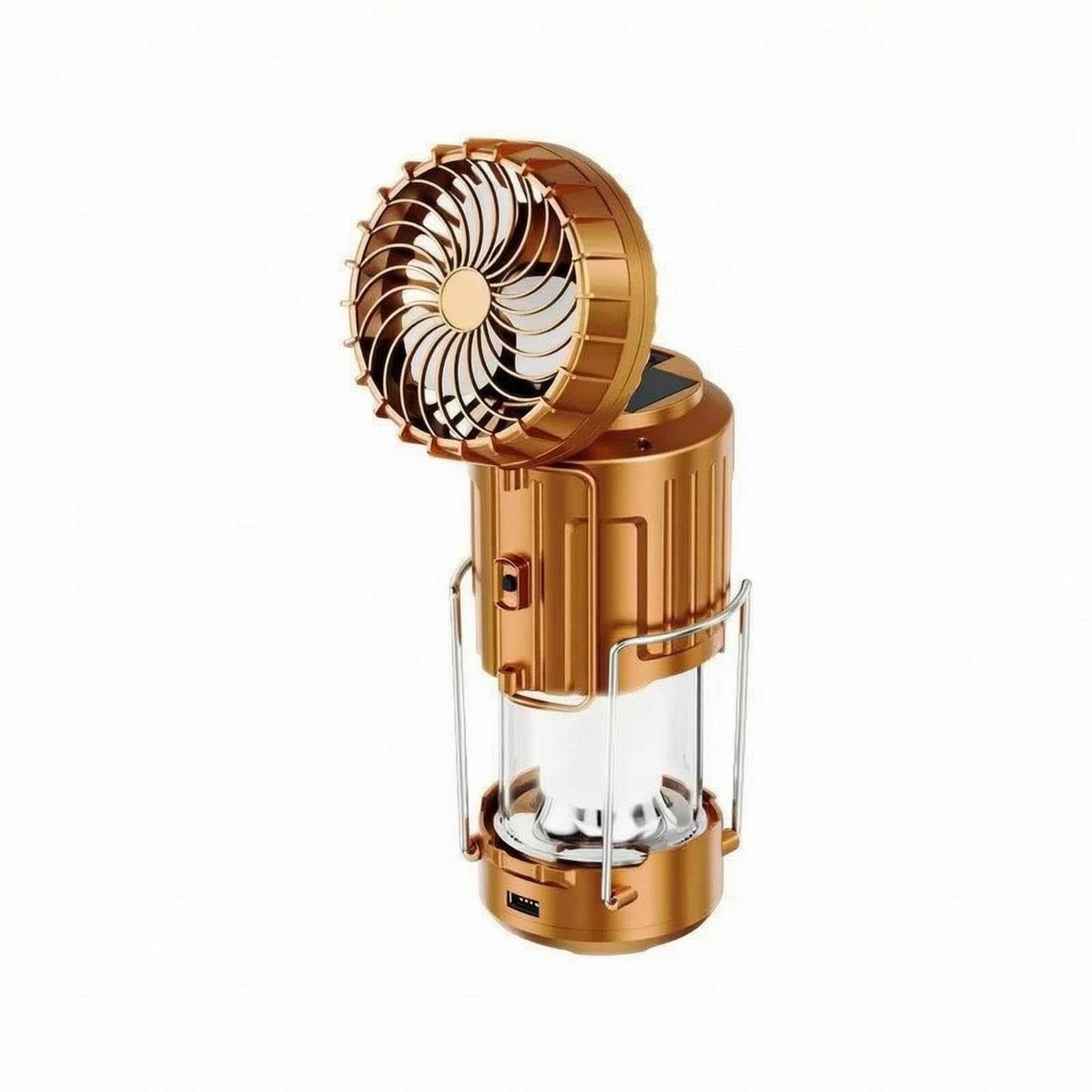 Camping Lantern Fan Multi Function Solar Lantern Fan USB Charging Renewable Camping Light for Tent, Desktop Gold-picture-42