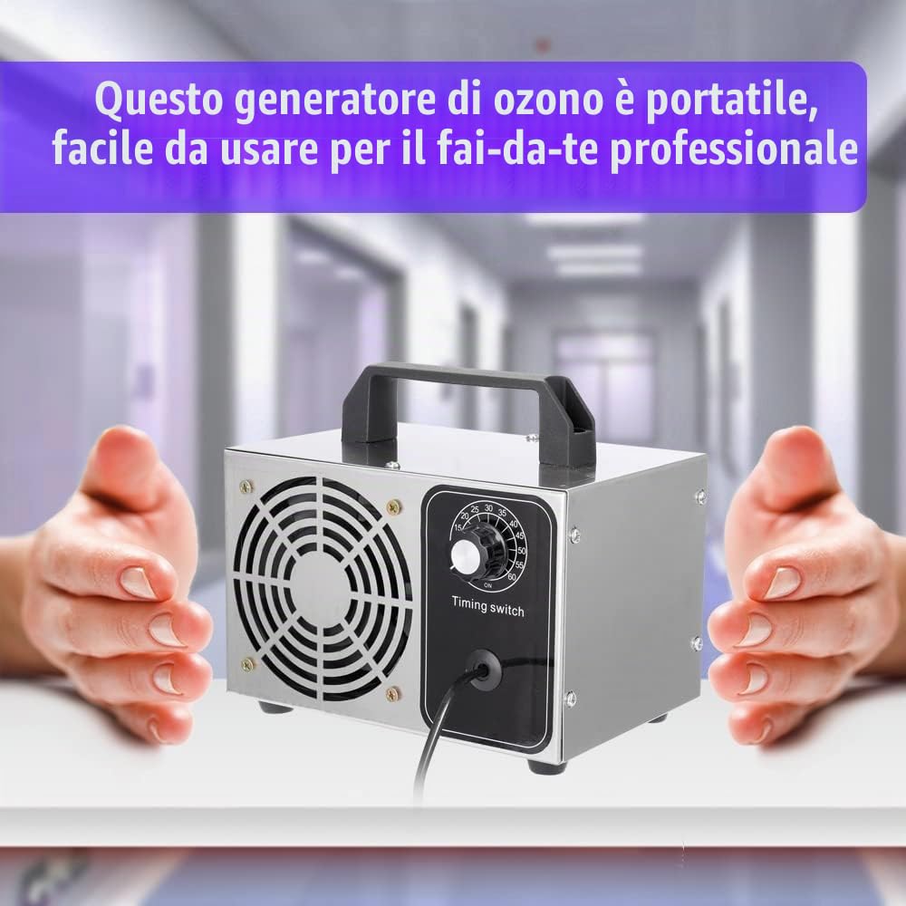 Geevorks Generatore di ozono professionale 32.000 mg/H, ozonizzatore purificatore d'aria 220 V ozonizzatore per ambienti per macchina per ozono per casa e auto