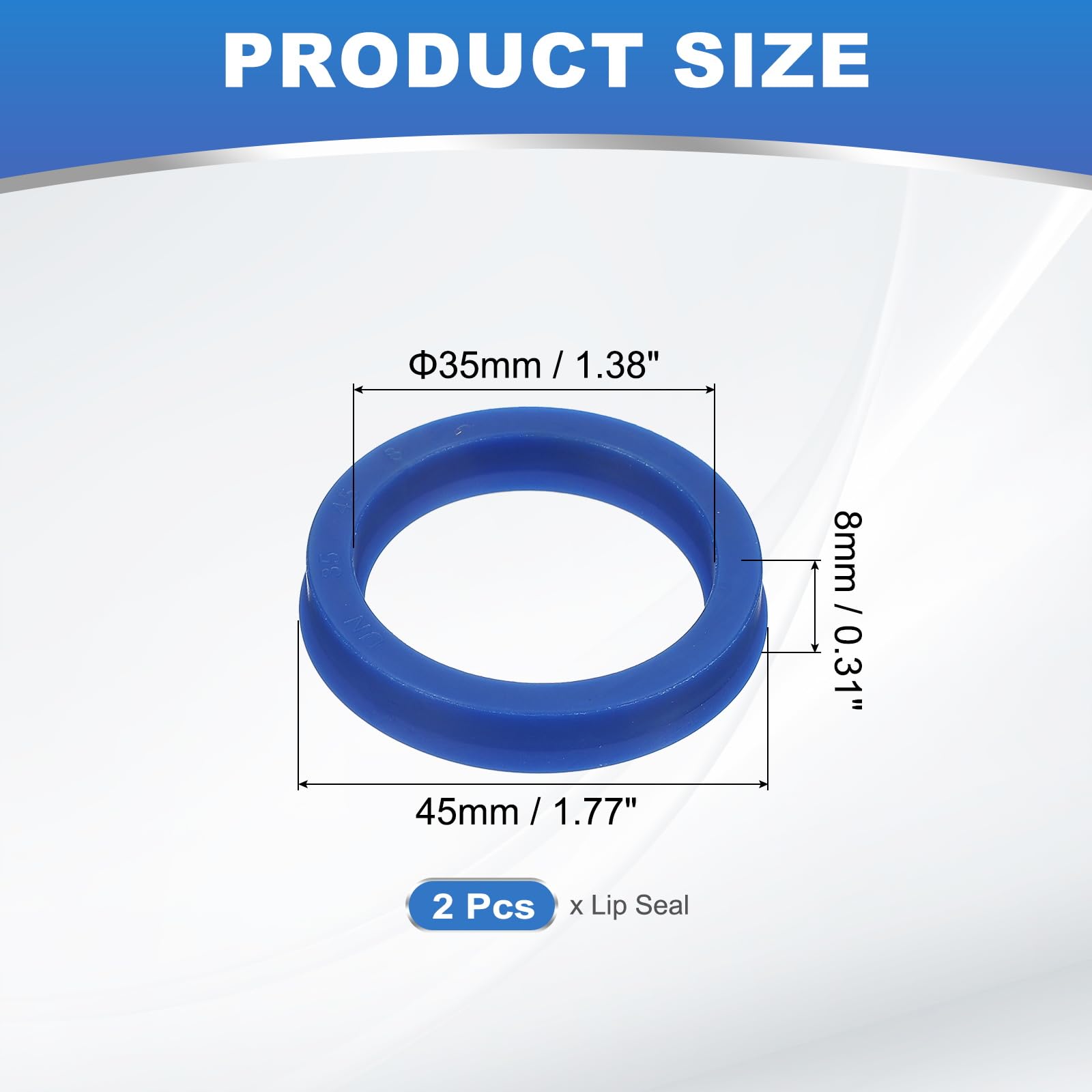 PATIKIL Guarnizione per Albero Radiale Un 35mm ID x 45mm Od x 8mm Larghezza, 2Pz Guarnizione in Pu per Albero Cuscinetto Industriale Pompe Pistoni Cilindri, Blu