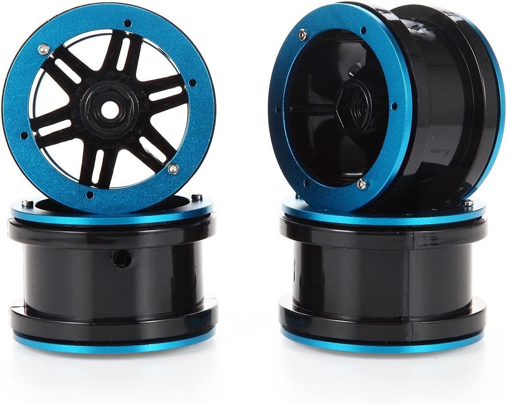 4PCS Plastic Plating 2.2 Inch Beadlock Wheel Rim Wheel for 1/10 RC Rock Crawler Car Truck for Tamiya Redcat Axial TRX4 Wraith SCX10 CC01 D90 TF2 Parts(Blue/Black)